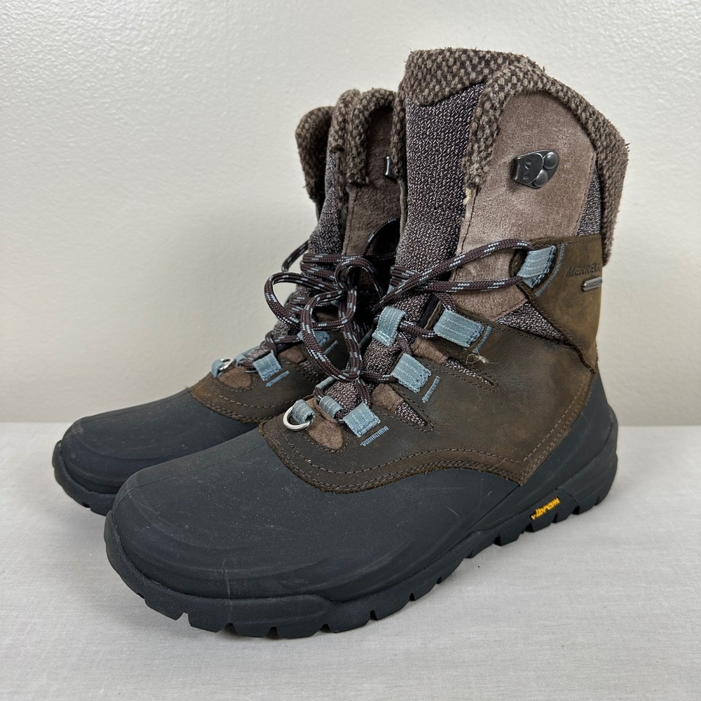 Merrell Women's 8 Winter Boots Brown Vibram Arctic Grip Waterproof